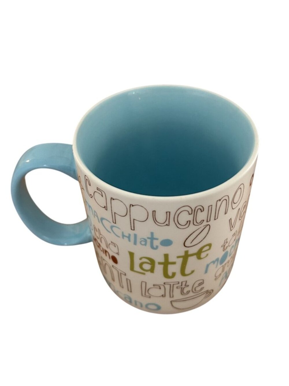 Starbucks 2007  16 Oz Mocha Cappuccino Latte Venti Coffee Mug Cup Blue White